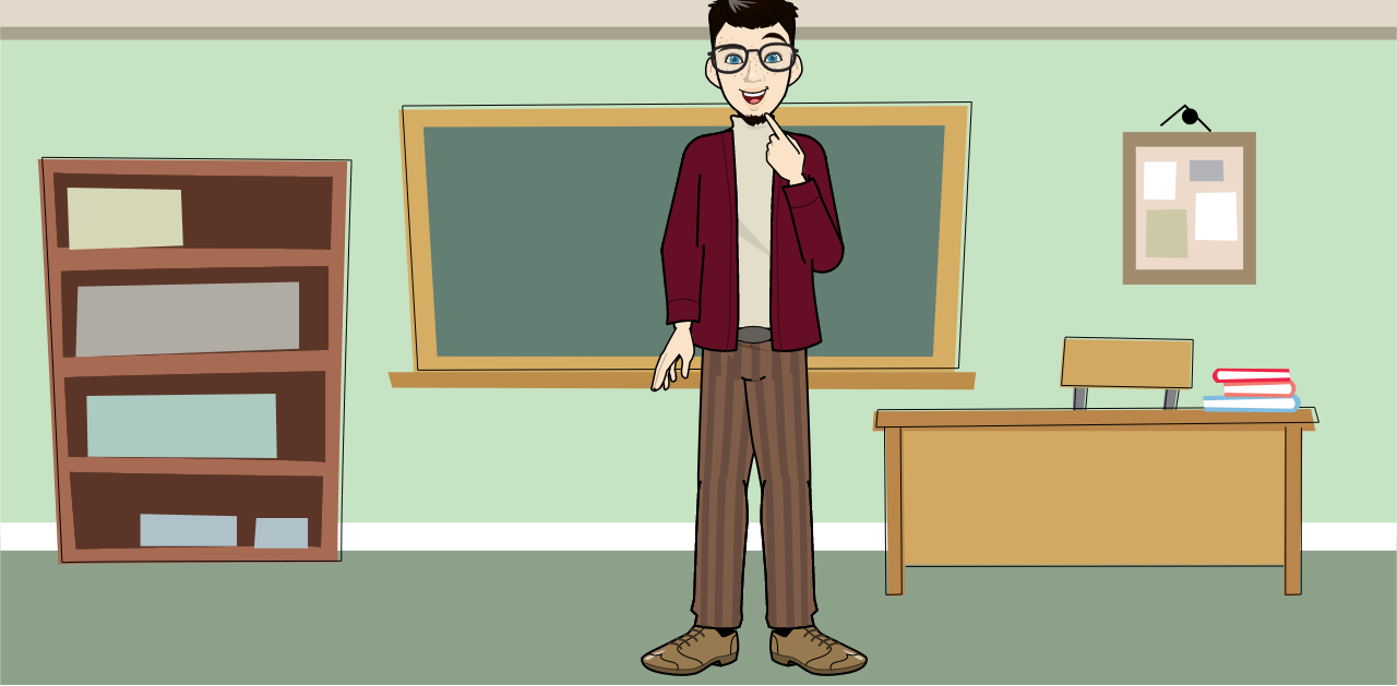 PROFESOR LUIS CORREA EN EL AULA DE CLASES.